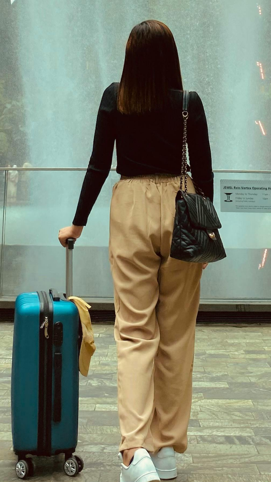 Traveler with luggage at airport